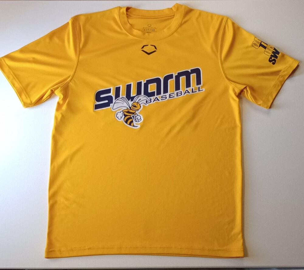 EvoShield Swarm Baseball Men’s Small Yellow Athletic Performance T-Shirt